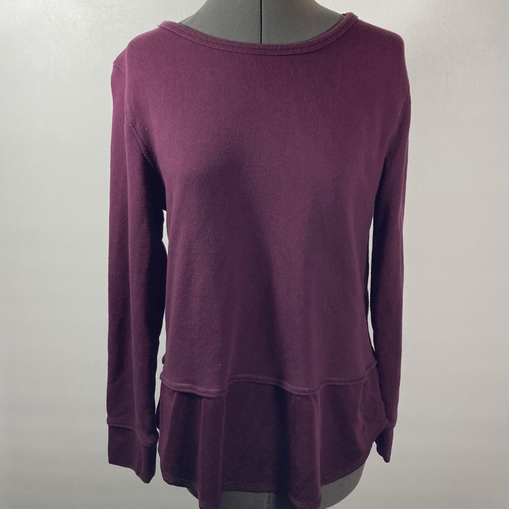 Avia Sweat Shirt Women Size  Large Purple Look  Layer Long Sleeve Lace Up Back